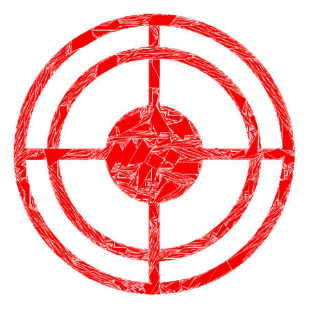 Detritus mosaic bullseye icon. Bullseye collage icon of detritus elements which have randomized sizes, and positions, and color tints. Vector collage for abstract images.のイラスト素材