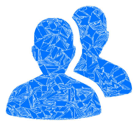 Shards mosaic users icon. Users mosaic icon of spall items which have randomized sizes, and positions, and color tinges. Vector collage for abstract images.のイラスト素材