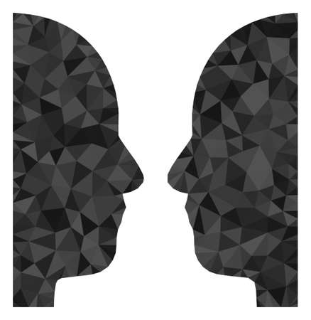 Triangle dual face polygonal symbol illustration. Dual Face lowpoly icon is filled with triangles. Flat filled geometric mesh symbol based on dual face icon.のイラスト素材