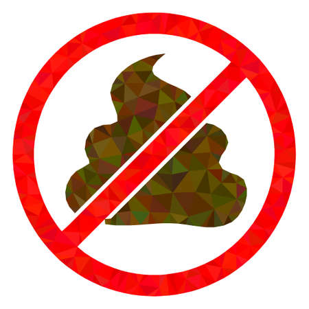 Triangle forbidden shit polygonal icon illustration. Forbidden Shit lowpoly icon is filled with triangles. Flat filled geometric mesh symbol based on forbidden shit icon.のイラスト素材