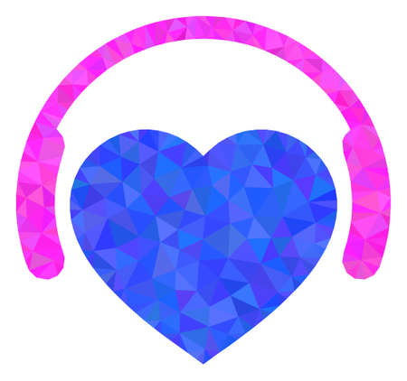 Triangle favourite headphones polygonal icon illustration. Favourite Headphones lowpoly icon is filled with triangles. Flat filled geometric mesh image based on favourite headphones icon.のイラスト素材