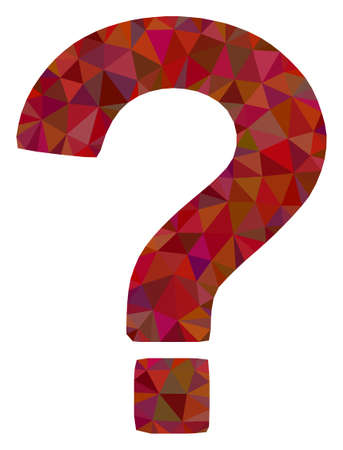 Triangle question polygonal symbol illustration. Question lowpoly icon is filled with triangles. Flat filled geometric mesh symbol based on question icon.のイラスト素材