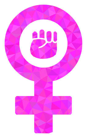Triangle feminism symbol polygonal icon illustration. Feminism Symbol lowpoly icon is filled with triangles. Flat filled abstract mesh symbol based on feminism symbol icon.のイラスト素材