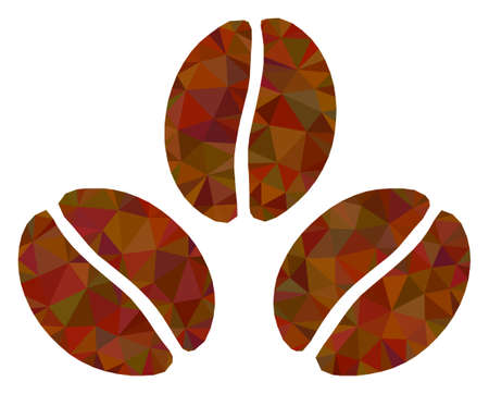 Triangle cacao beans polygonal icon illustration. Cacao Beans lowpoly icon is filled with triangles. Flat filled abstract mesh image based on cacao beans icon.のイラスト素材