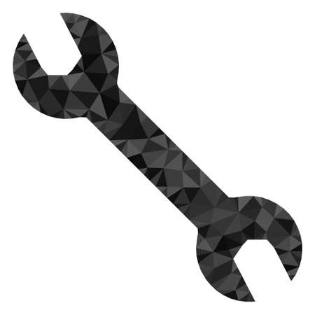 Triangle spanner polygonal symbol illustration. Spanner lowpoly icon is filled with triangles. Flat filled geometric mesh symbol based on spanner icon.のイラスト素材