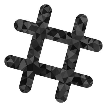 Triangle jail grid polygonal symbol illustration. Jail Grid lowpoly icon is filled with triangles. Flat filled geometric mesh symbol based on jail grid icon.のイラスト素材