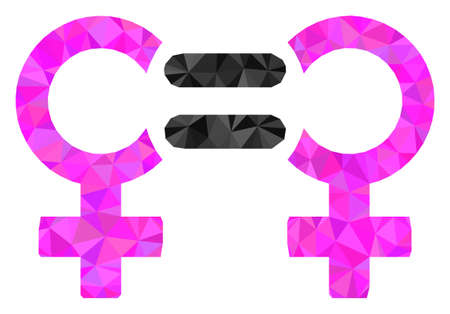 Triangle lesbian relation symbol polygonal symbol illustration. Lesbian Relation Symbol lowpoly icon is filled with triangles. Flat filled geometric mesh symbol based on lesbian relation symbol icon.のイラスト素材