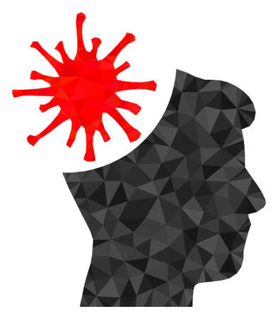 Triangle coronavirus mad man polygonal symbol illustration. Coronavirus Mad Man lowpoly icon is filled with triangles. Flat filled geometric mesh symbol based on coronavirus mad man icon.のイラスト素材