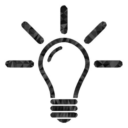 Triangle light bulb polygonal icon illustration. Light Bulb lowpoly icon is filled with triangles. Flat filled geometric mesh image based on light bulb icon.のイラスト素材
