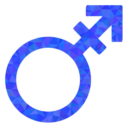 Triangle alternate gender symbol polygonal icon illustration. Alternate Gender Symbol lowpoly icon is filled with triangles. Flat filled abstract mesh image based on alternate gender symbol icon.のイラスト素材