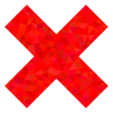 Triangle x-cross polygonal icon illustration. X-Cross lowpoly icon is filled with triangles. Flat filled abstract mesh symbol based on x-cross icon.のイラスト素材