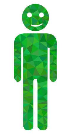 Triangle happy person polygonal icon illustration. Happy Person lowpoly icon is filled with triangles. Flat filled abstract mesh symbol based on happy person icon.のイラスト素材