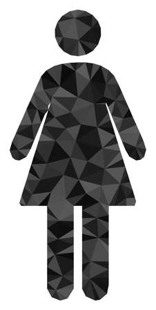 Triangle woman polygonal icon illustration. Woman lowpoly icon is filled with triangles. Flat filled geometric mesh image based on woman icon.のイラスト素材