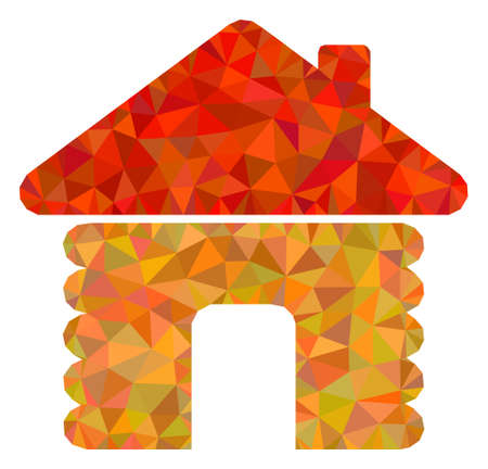 Triangle wooden house polygonal icon illustration. Wooden House lowpoly icon is filled with triangles. Flat filled abstract mesh symbol based on wooden house icon.のイラスト素材