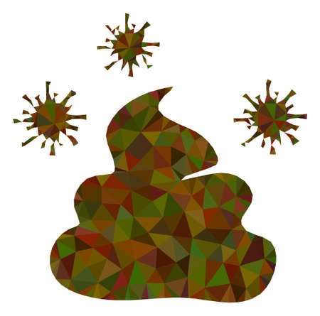 Triangle infected shit polygonal symbol illustration. Infected Shit lowpoly icon is filled with triangles. Flat filled geometric mesh symbol based on infected shit icon.のイラスト素材