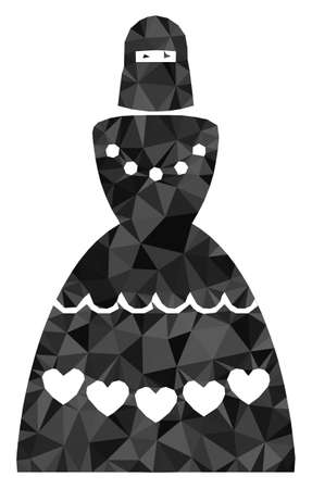 Triangle muslim bride polygonal symbol illustration. Muslim Bride lowpoly icon is filled with triangles. Flat filled geometric mesh symbol based on muslim bride icon.のイラスト素材