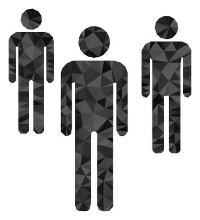 Triangle men figures polygonal icon illustration. Men Figures lowpoly icon is filled with triangles. Flat filled abstract mesh symbol based on men figures icon.のイラスト素材