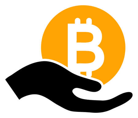 Bitcoiin donation hand vector illustration. A flat illustration design of bitcoiin donation hand icon on a white background.のイラスト素材
