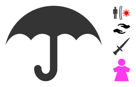 Umbrella icon designed in flat style. Isolated vector umbrella icon image on a white background, simple style. Some similar icons appended also.のイラスト素材