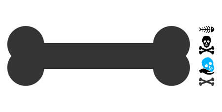Bone icon with flat style. Isolated vector bone icon image on a white background, simple style. Some similar icons added.のイラスト素材