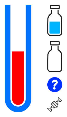 Blood test tube icon with flat style. Isolated vector blood test tube icon illustrations on a white background, simple style. Some similar icons added.のイラスト素材