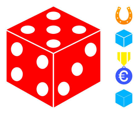 Dice cube icon designed in flat style. Isolated vector dice cube icon image on a white background, simple style. Some similar icons added also.のイラスト素材