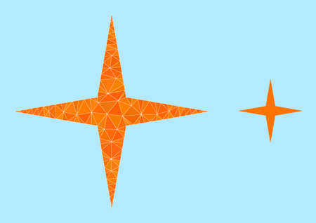 Low-poly space star icon on a light blue background. Polygonal space star vector is designed with random triangles. Triangulated space star polygonal icon illustration.のイラスト素材