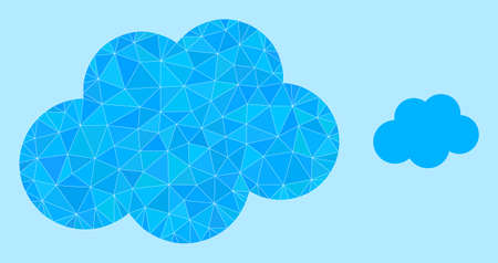 lowpoly cloud icon on a light blue background. Polygonal cloud vector constructed from random triangles. Triangulated cloud polygonal icon illustration.のイラスト素材