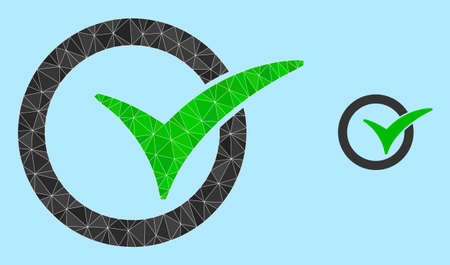 Low-poly yes vote icon on a sky blue background. Polygonal yes vote vector is designed with randomized triangles. Triangulated yes vote polygonal icon illustration.のイラスト素材