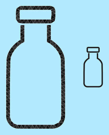 Low-poly empty vial icon on a sky blue background. Polygonal empty vial vector filled from randomized triangles. Triangulated empty vial polygonal symbol illustration.のイラスト素材