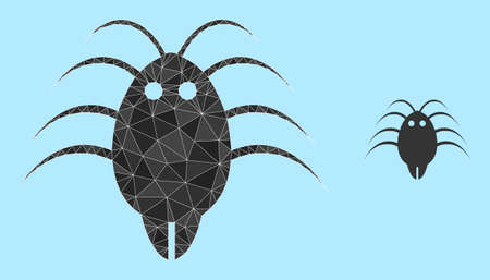 lowpoly parasite icon on a sky blue background. Polygonal parasite vector is combined of chaotic...