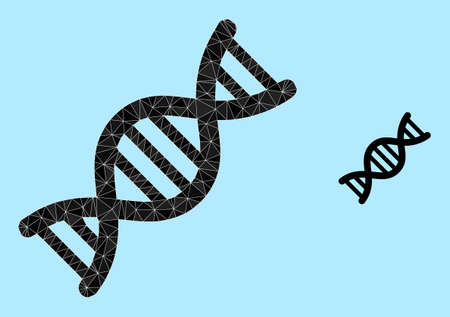 lowpoly genome molecule icon on a light blue background. Polygonal genome molecule vector filled from chaotic triangles. Triangulated genome molecule polygonal 2d illustration.のイラスト素材