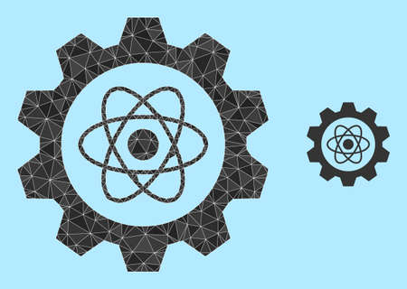 lowpoly atomic industry icon on a light blue background. Polygonal atomic industry vector constructed from random triangles. Triangulated atomic industry polygonal icon illustration.のイラスト素材