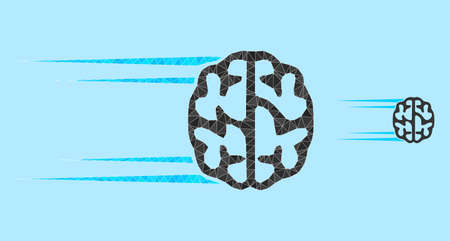 lowpoly rush brain icon on a sky blue background. Polygonal rush brain vector is constructed of random triangles. Triangulated rush brain polygonal symbol illustration.のイラスト素材