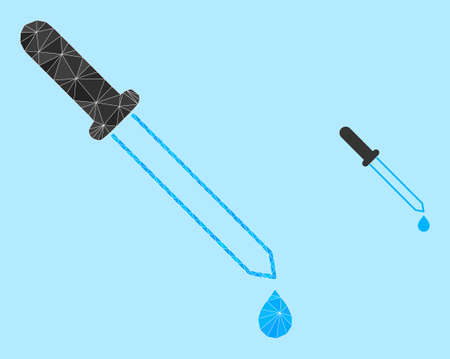 lowpoly pipette icon on a sky blue background. Polygonal pipette vector is filled from random triangles. Triangulated pipette polygonal symbol illustration.のイラスト素材