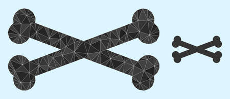 lowpoly bones icon on a light blue background. Polygonal bones vector is designed with chaotic triangles. Triangulated bones polygonal symbol illustration.のイラスト素材