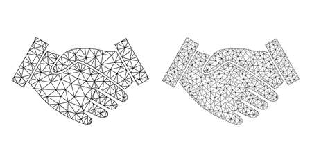 Mesh vector hand take icons. Mesh carcass hand take images in lowpoly style with combined triangles, nodes and linear items. Mesh concept of triangulated hand take, on a white background.のイラスト素材