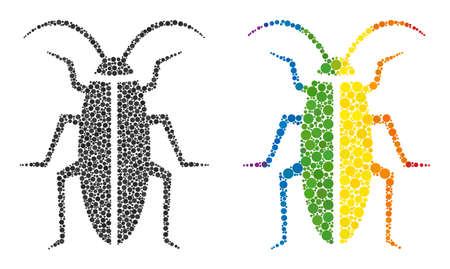 Cockroach composition icon of round dots in various sizes and rainbow multicolored shades. A dotted LGBT-colored cockroach for lesbians, gays, bisexuals, and transgenders.のイラスト素材