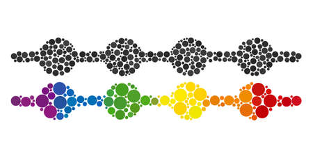 Connected dots line composition icon of round dots in various sizes and spectrum colorful color tints. A dotted LGBT-colored connected dots line for lesbians, gays, bisexuals, and transgenders.のイラスト素材