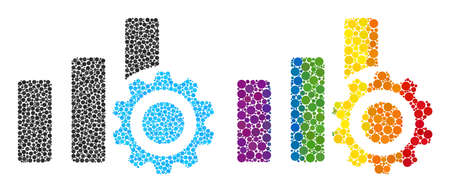 Bar chart settings composition icon of spheric dots in various sizes and rainbow color tints. A dotted LGBT-colored bar chart settings for lesbians, gays, bisexuals, and transgenders.のイラスト素材