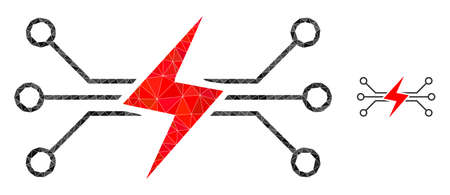 Triangle energy circuit polygonal icon illustration. Energy Circuit lowpoly icon is filled with triangles. Flat filled geometric mesh image based on energy circuit icon.のイラスト素材
