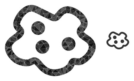 Triangle amoeba polygonal icon illustration. Amoeba lowpoly icon is filled with triangles. Flat filled abstract mesh image based on amoeba icon.のイラスト素材