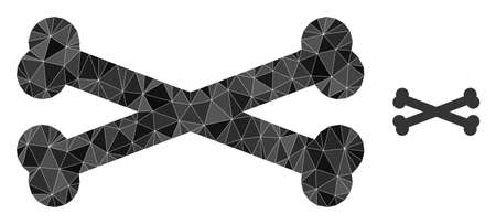 Triangle bones polygonal icon illustration. Bones lowpoly icon is filled with triangles. Flat filled geometric mesh symbol based on bones icon.のイラスト素材