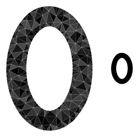 Triangle digit zero polygonal icon illustration. Digit Zero lowpoly icon is filled with triangles. Flat filled geometric mesh image based on digit zero icon.のイラスト素材