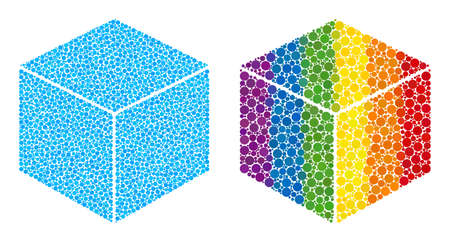 Sugar cube collage icon of round items in various sizes and spectrum colored shades. A dotted LGBT-colored sugar cube for lesbians, gays, bisexuals, and transgenders. Vector icon in LGBT flag colors.のイラスト素材