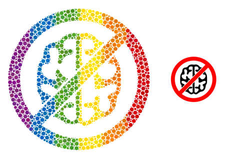 Brainless collage icon of round dots in variable sizes and spectrum color tinges. A dotted LGBT-colored brainless for lesbians, gays, bisexuals, and transgenders.のイラスト素材