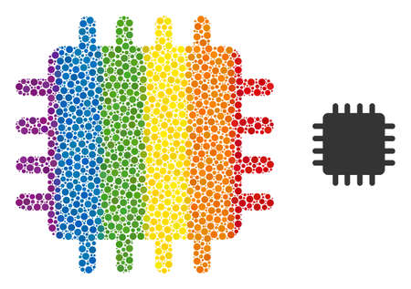 Chip composition icon of circle elements in variable sizes and spectrum colored color tinges. A dotted LGBT-colored chip for lesbians, gays, bisexuals, and transgenders.のイラスト素材