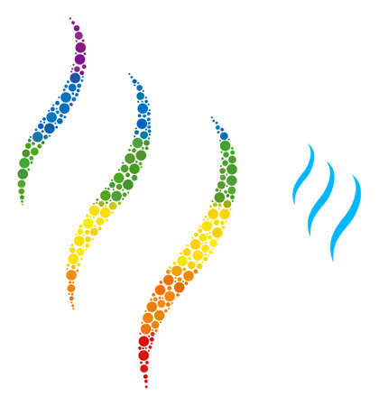 Vapour smell mosaic icon of circle spots in variable sizes and spectrum color tinges. A dotted LGBT-colored vapour smell for lesbians, gays, bisexuals, and transgenders.のイラスト素材