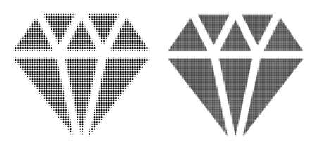 Pixelated halftone adamant crystal icon. Vector halftone concept of adamant crystal icon composed with round items.のイラスト素材