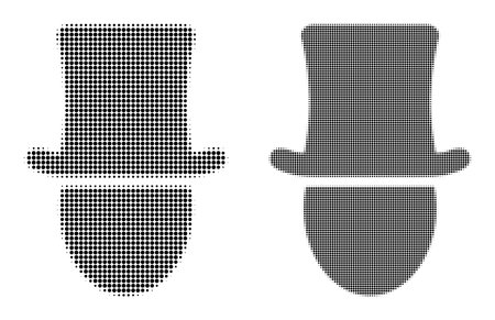 Dotted halftone hat man icon. Vector halftone collage of hat man icon organized of circle items.のイラスト素材